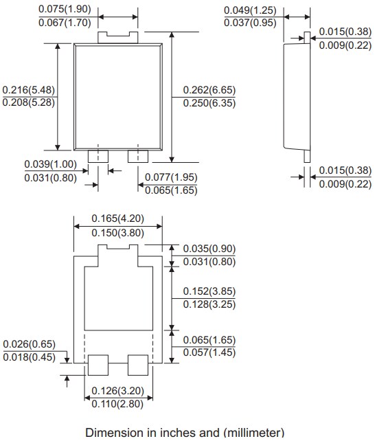 Mechanical Drawing - Comchip Technology CDBHA30100LR-HF Low VF Schottky Barrier Rectifier